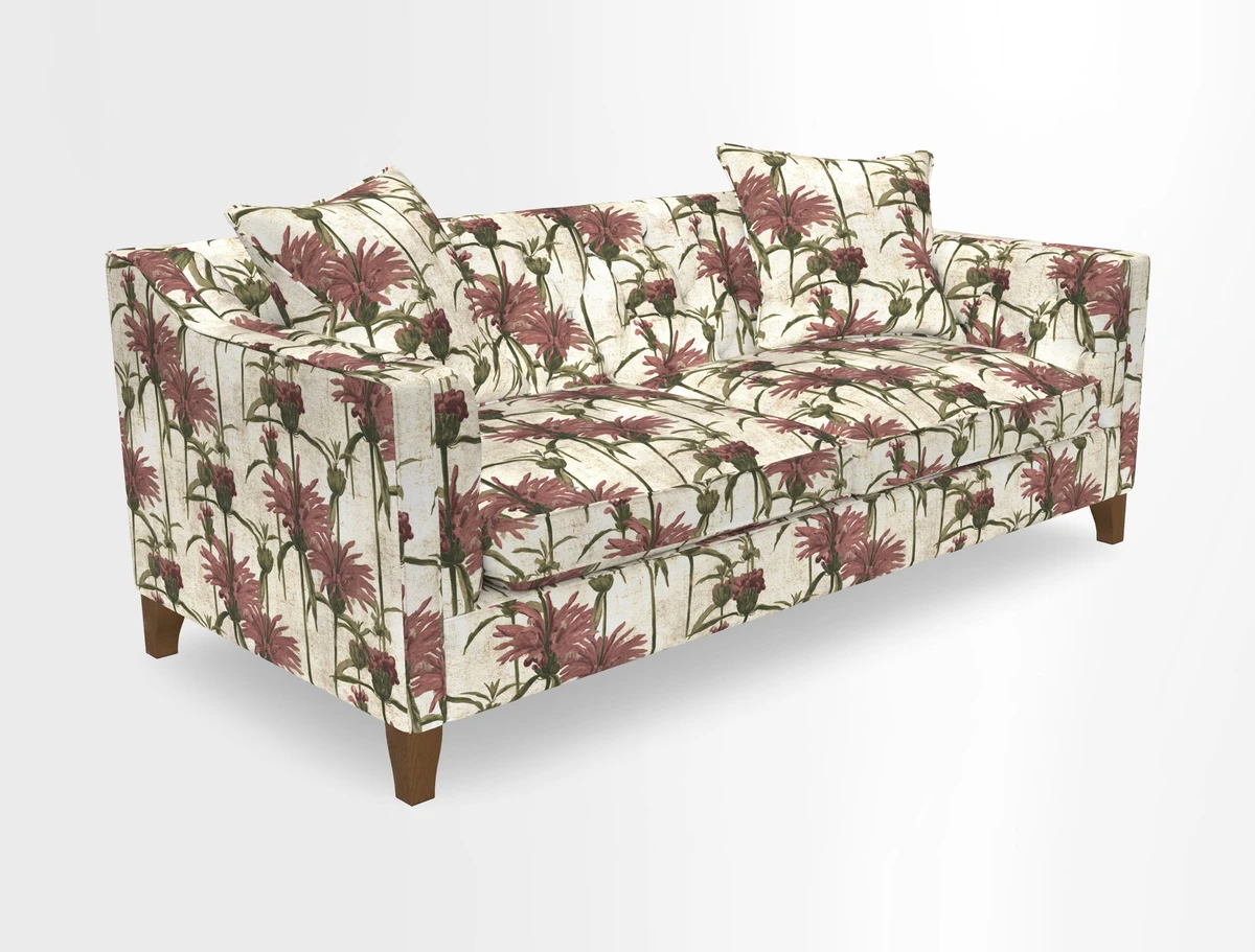 Haresfield 3 Seater Sofa in Linwood Omega Velvet Omega Airforce with Contrasting Piping
