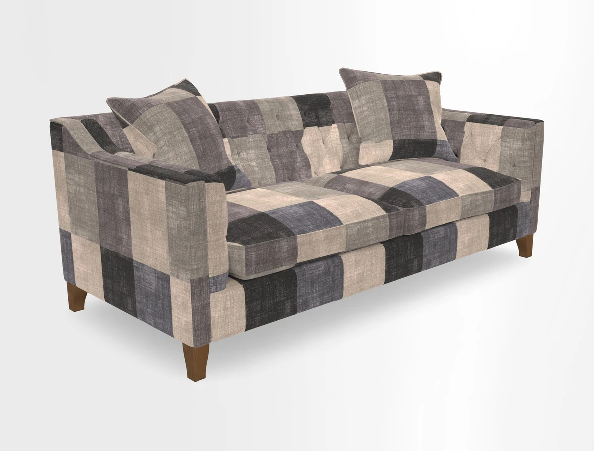 Haresfield 3 Seater Sofa in Linwood Omega Velvet Omega Airforce with Contrasting Piping