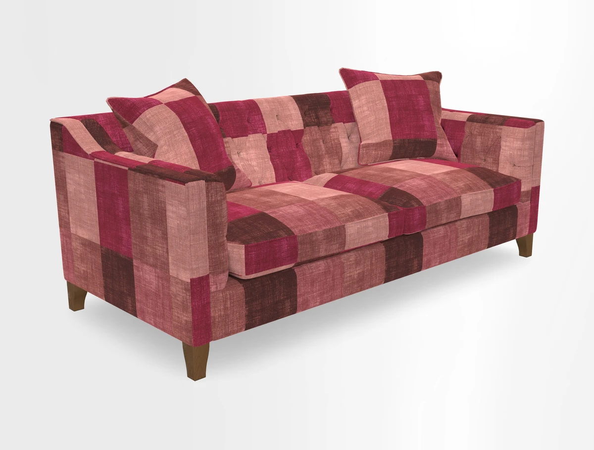 Haresfield 3 Seater Sofa in Linwood Omega Velvet Omega Airforce with Contrasting Piping