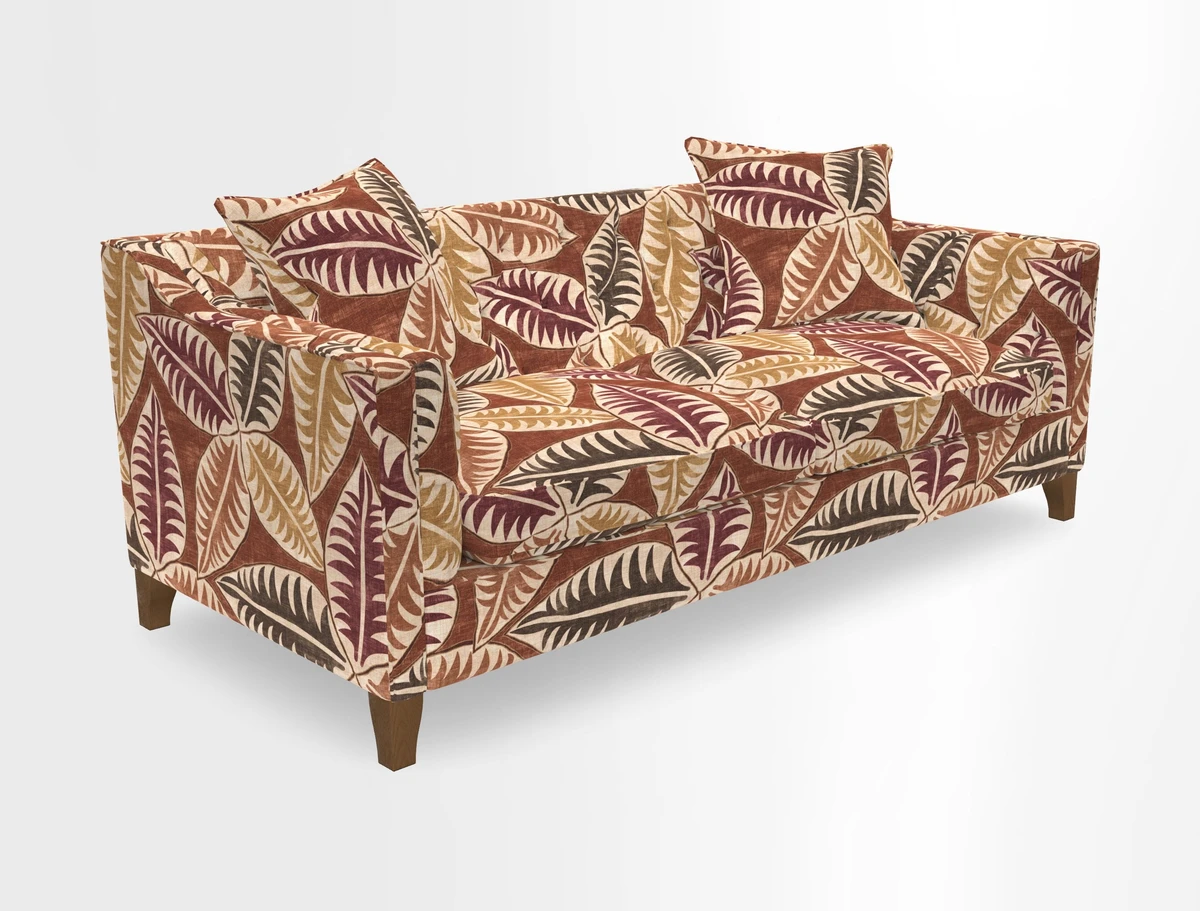 Haresfield 3 Seater Sofa in Linwood Omega Velvet Omega Airforce with Contrasting Piping