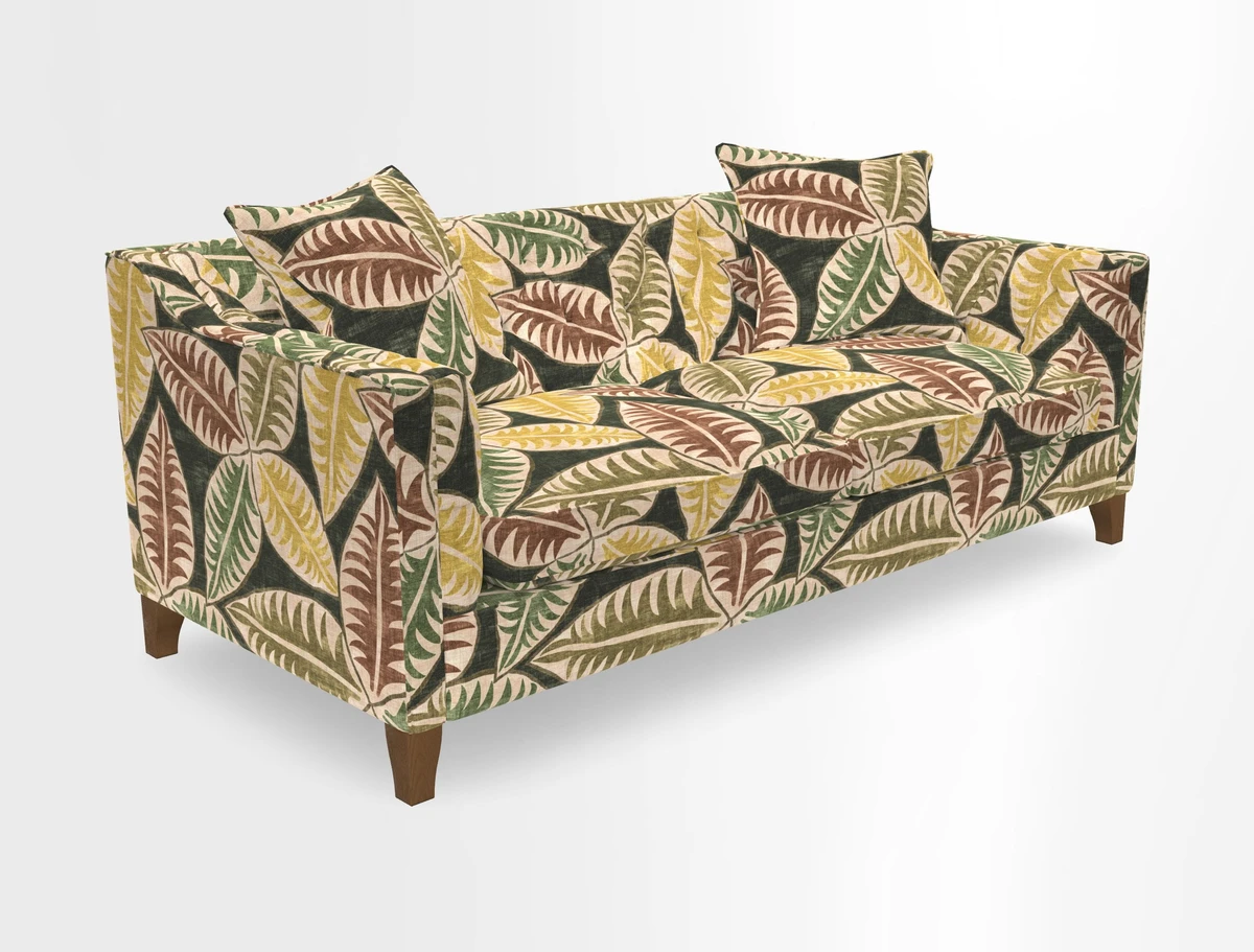 Haresfield 3 Seater Sofa in Linwood Omega Velvet Omega Airforce with Contrasting Piping