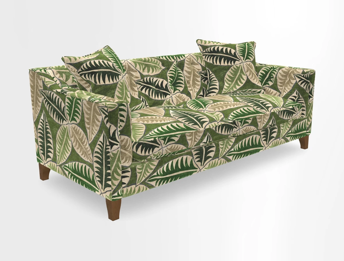 Haresfield 3 Seater Sofa in Linwood Omega Velvet Omega Airforce with Contrasting Piping