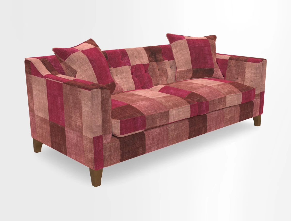 Haresfield 3 Seater Sofa in Linwood Omega Velvet Omega Airforce with Contrasting Piping
