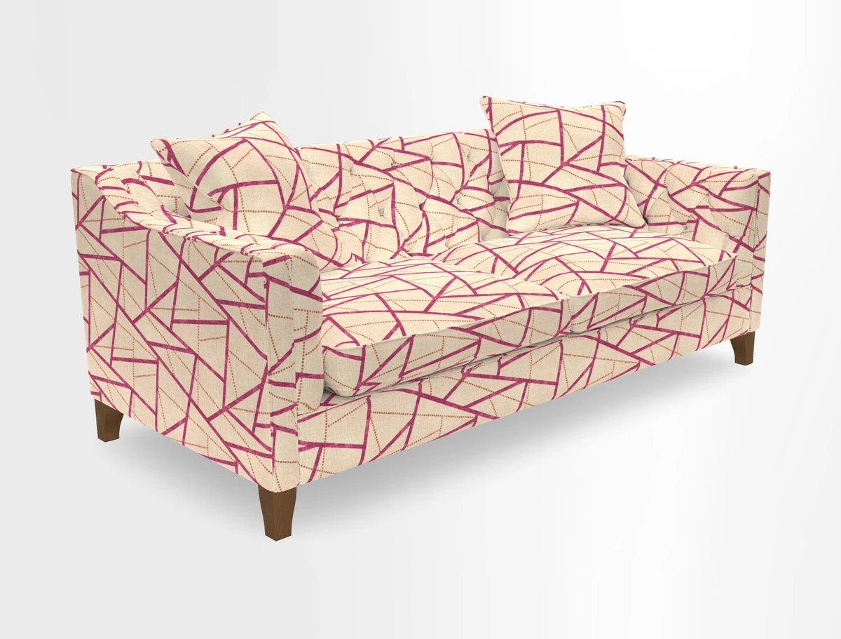 Haresfield 3 Seater Sofa in Linwood Omega Velvet Omega Airforce with Contrasting Piping