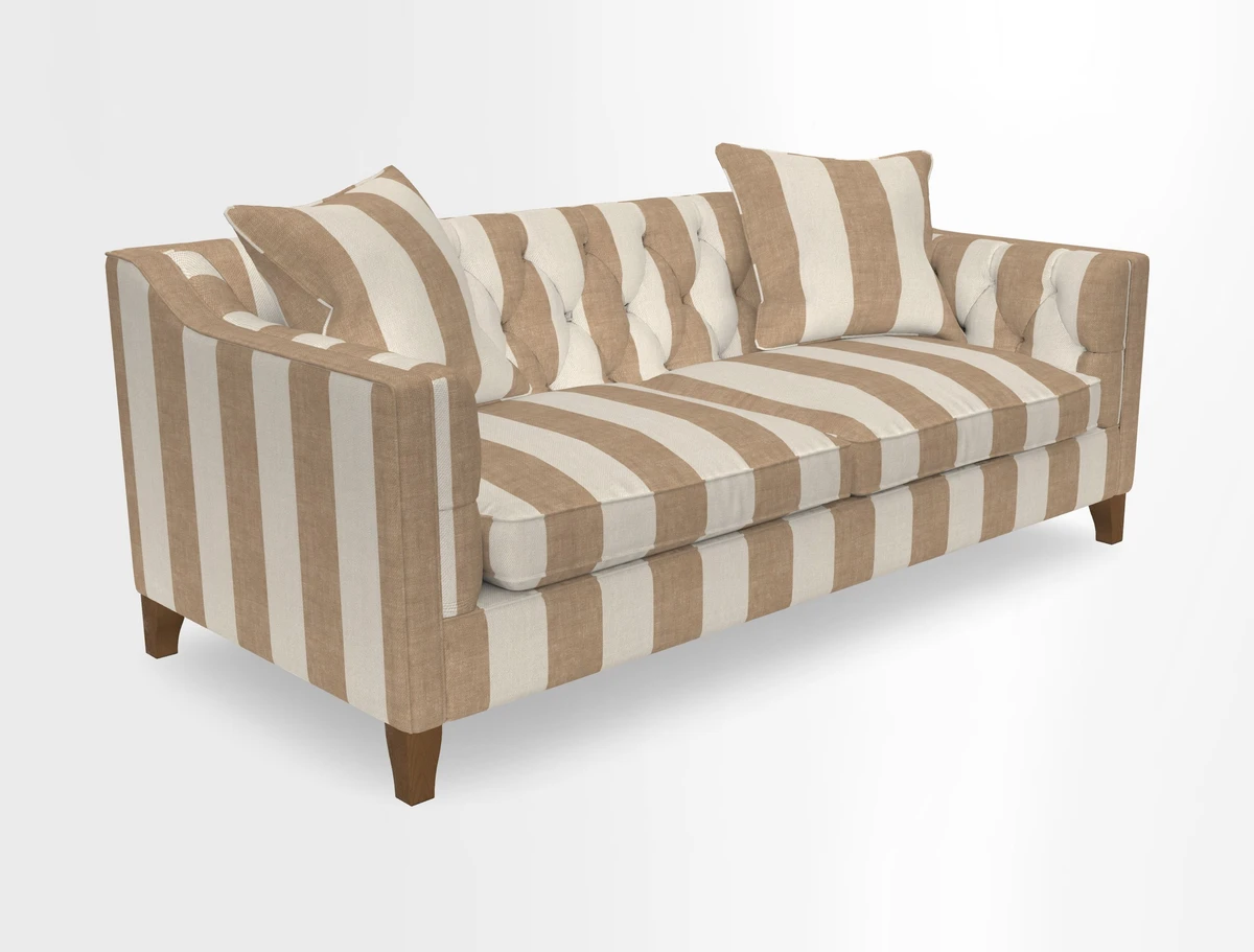 Haresfield 3 Seater Sofa in Linwood Omega Velvet Omega Airforce with Contrasting Piping