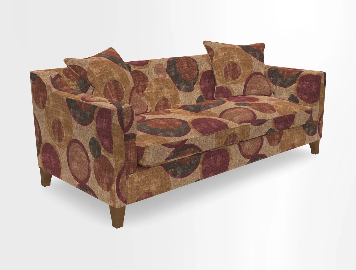 Haresfield 3 Seater Sofa in Linwood Omega Velvet Omega Airforce with Contrasting Piping