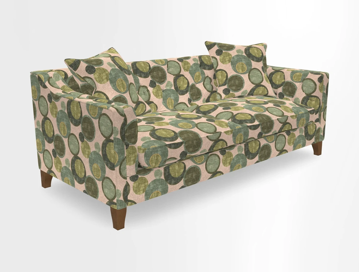 Haresfield 3 Seater Sofa in Linwood Omega Velvet Omega Airforce with Contrasting Piping