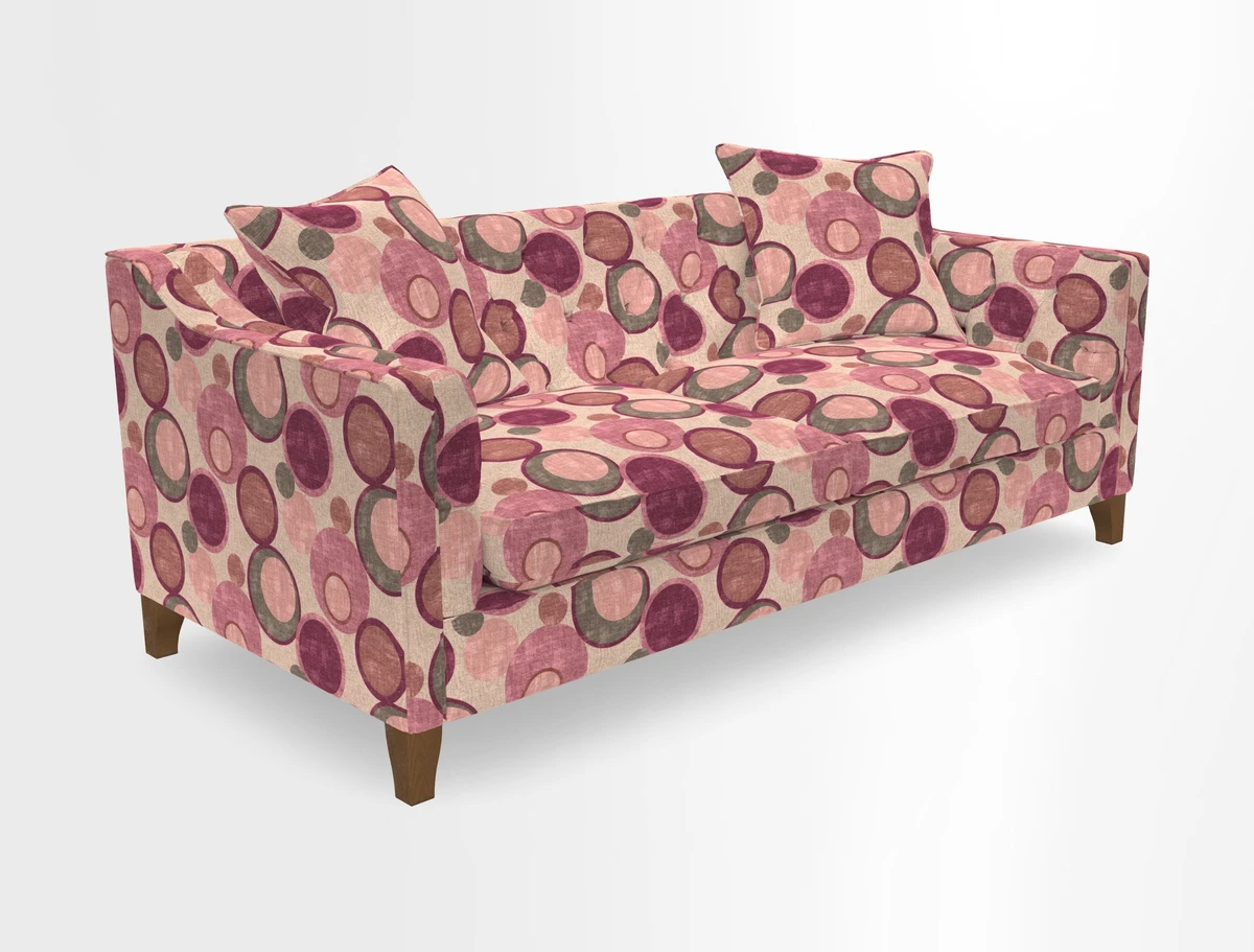 Haresfield 3 Seater Sofa in Linwood Omega Velvet Omega Airforce with Contrasting Piping