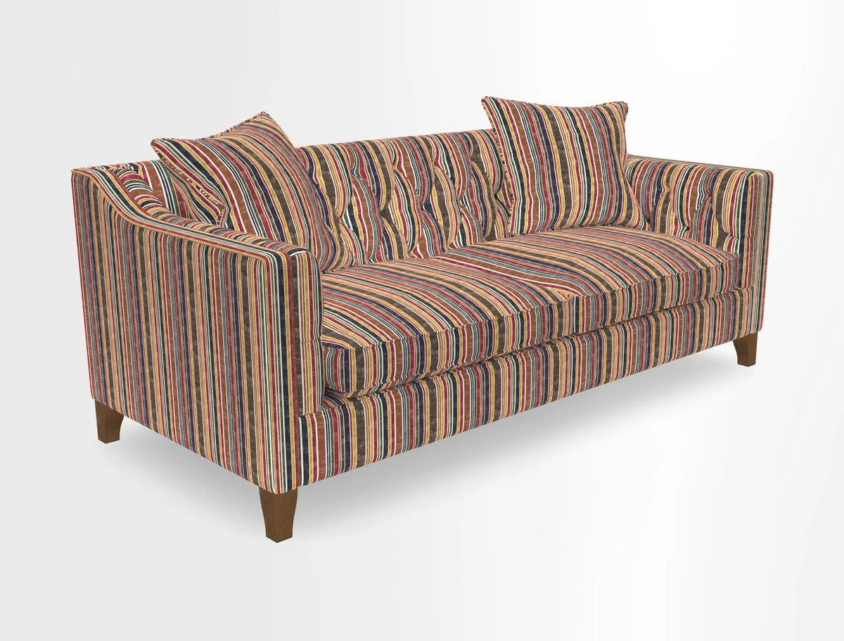 Haresfield 3 Seater Sofa in Linwood Omega Velvet Omega Airforce with Contrasting Piping