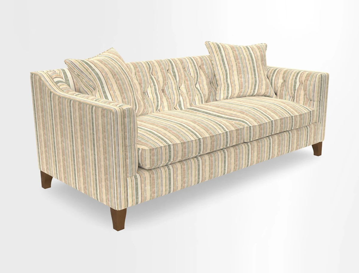 Haresfield 3 Seater Sofa in Linwood Omega Velvet Omega Airforce with Contrasting Piping