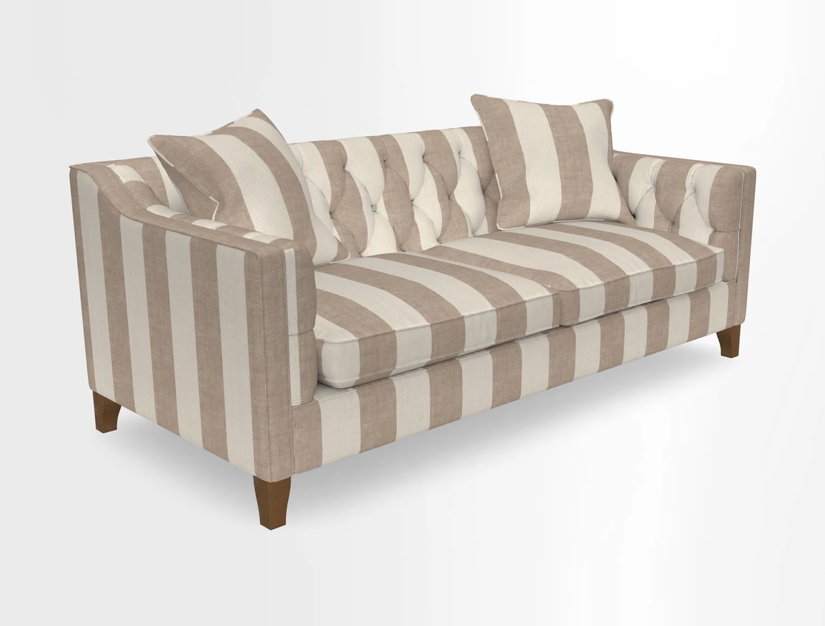 Haresfield 3 Seater Sofa in Linwood Omega Velvet Omega Airforce with Contrasting Piping