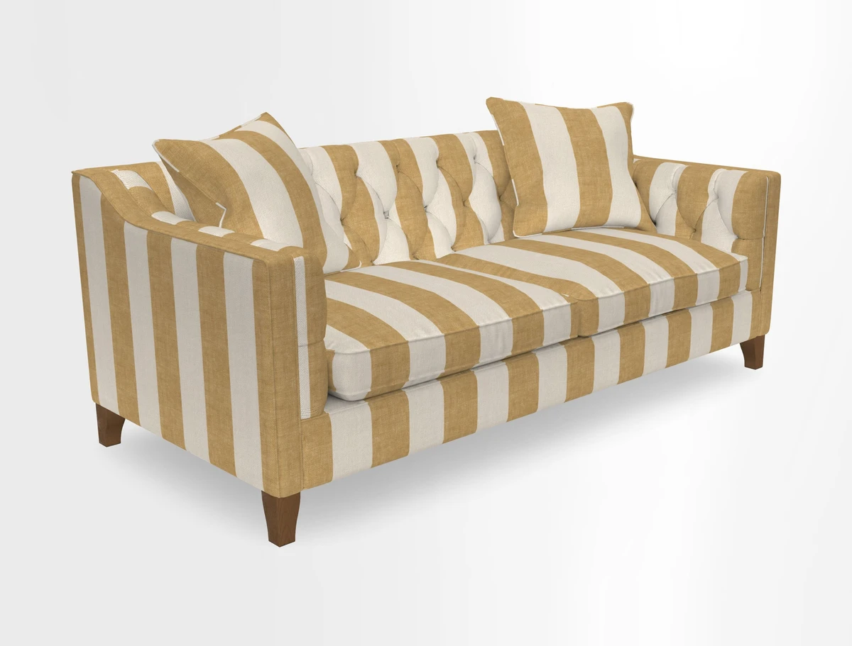 Haresfield 3 Seater Sofa in Linwood Omega Velvet Omega Airforce with Contrasting Piping