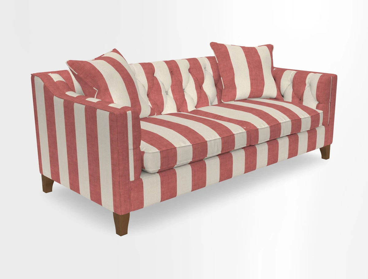 Haresfield 3 Seater Sofa in Linwood Omega Velvet Omega Airforce with Contrasting Piping