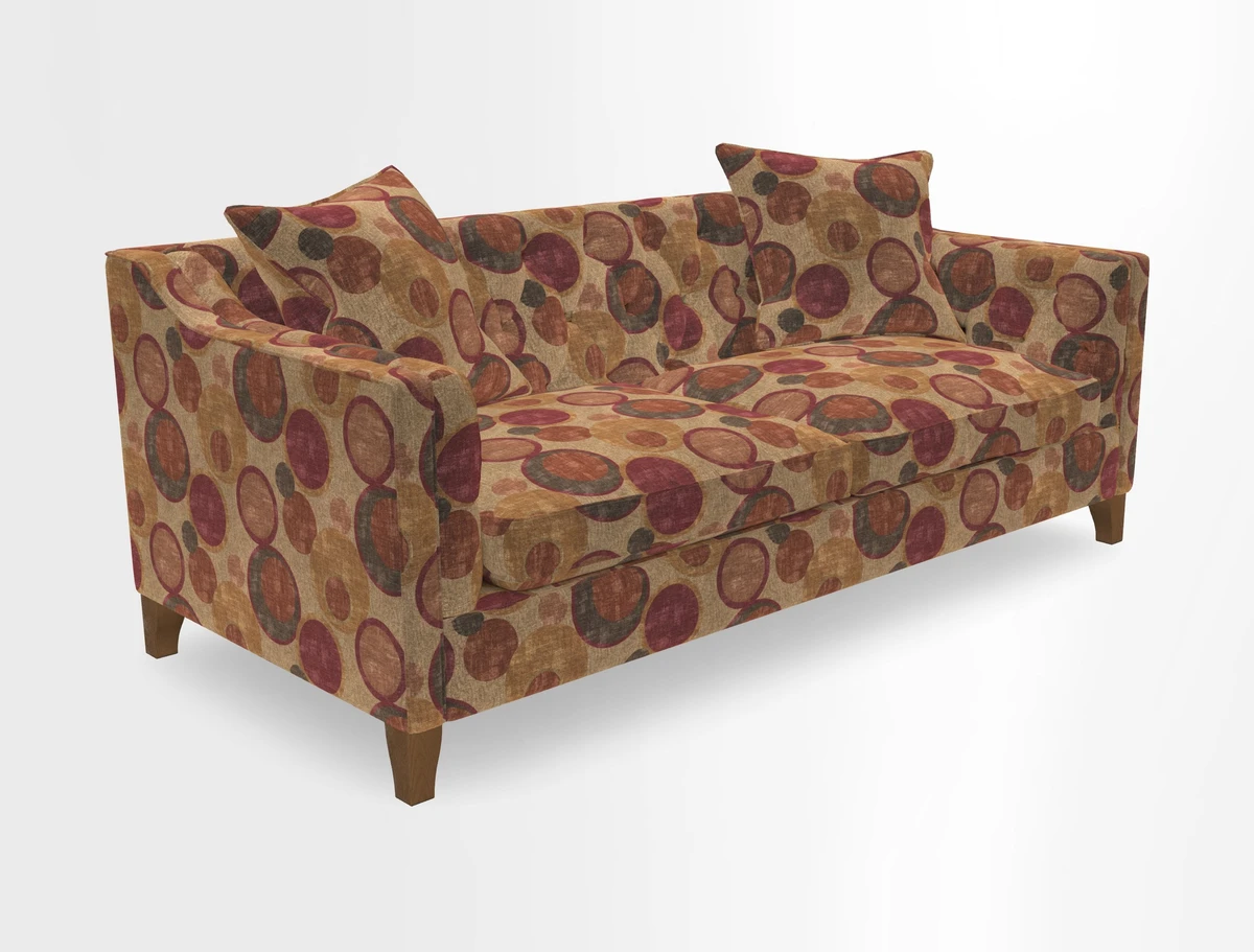 Haresfield 3 Seater Sofa in Linwood Omega Velvet Omega Airforce with Contrasting Piping