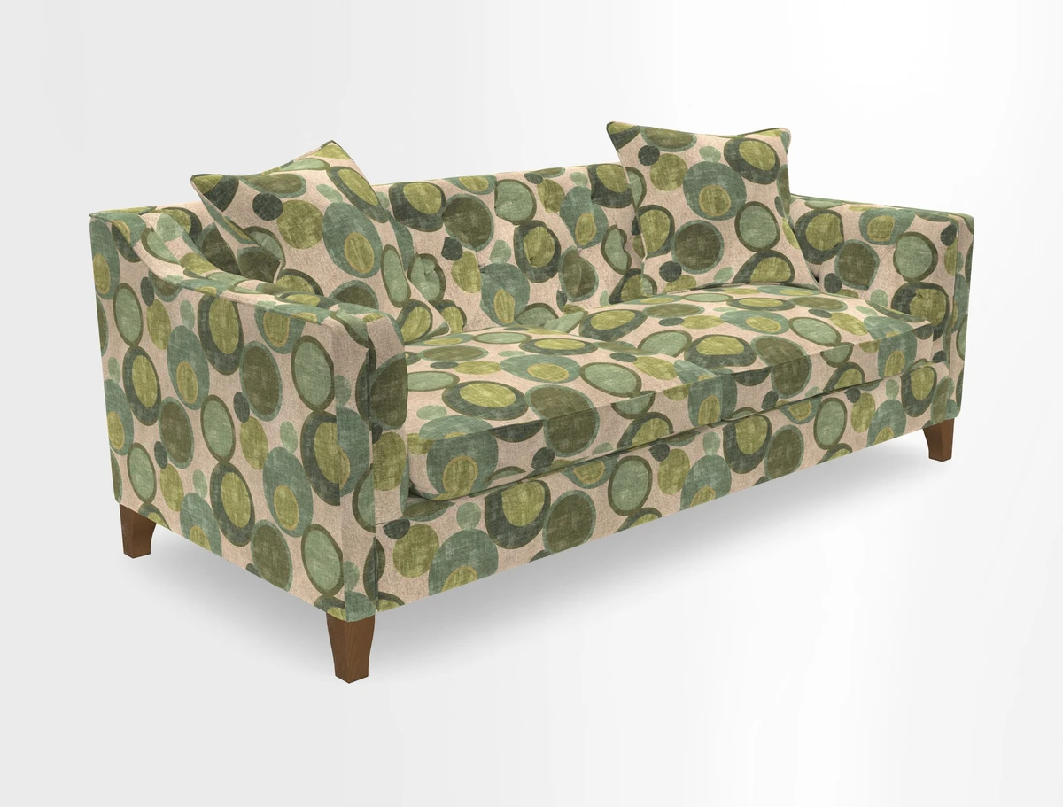 Haresfield 3 Seater Sofa in Linwood Omega Velvet Omega Airforce with Contrasting Piping