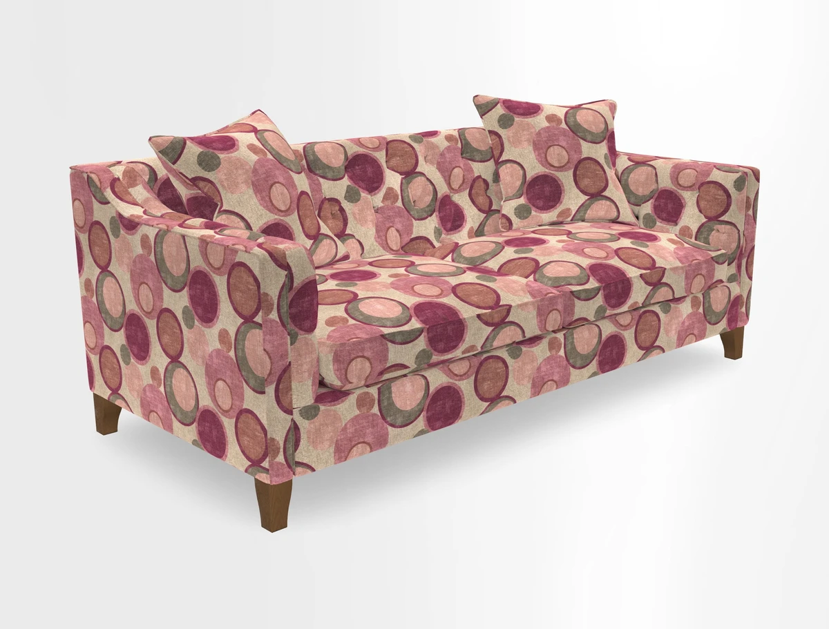 Haresfield 3 Seater Sofa in Linwood Omega Velvet Omega Airforce with Contrasting Piping