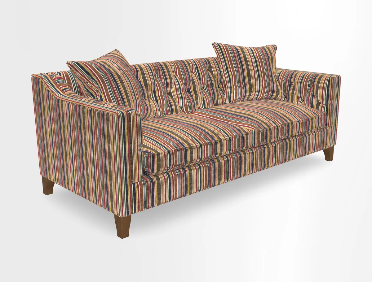 Haresfield 3 Seater Sofa in Linwood Omega Velvet Omega Airforce with Contrasting Piping