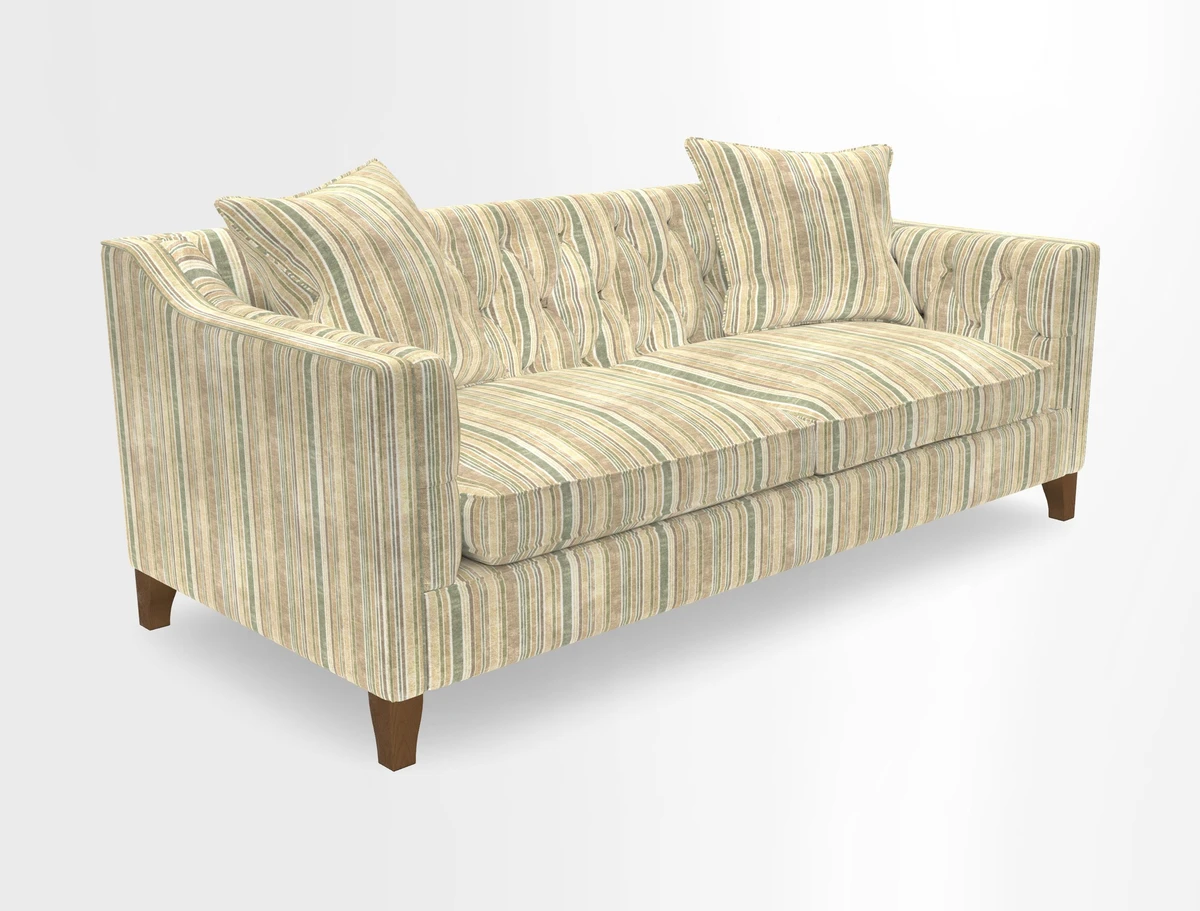 Haresfield 3 Seater Sofa in Linwood Omega Velvet Omega Airforce with Contrasting Piping