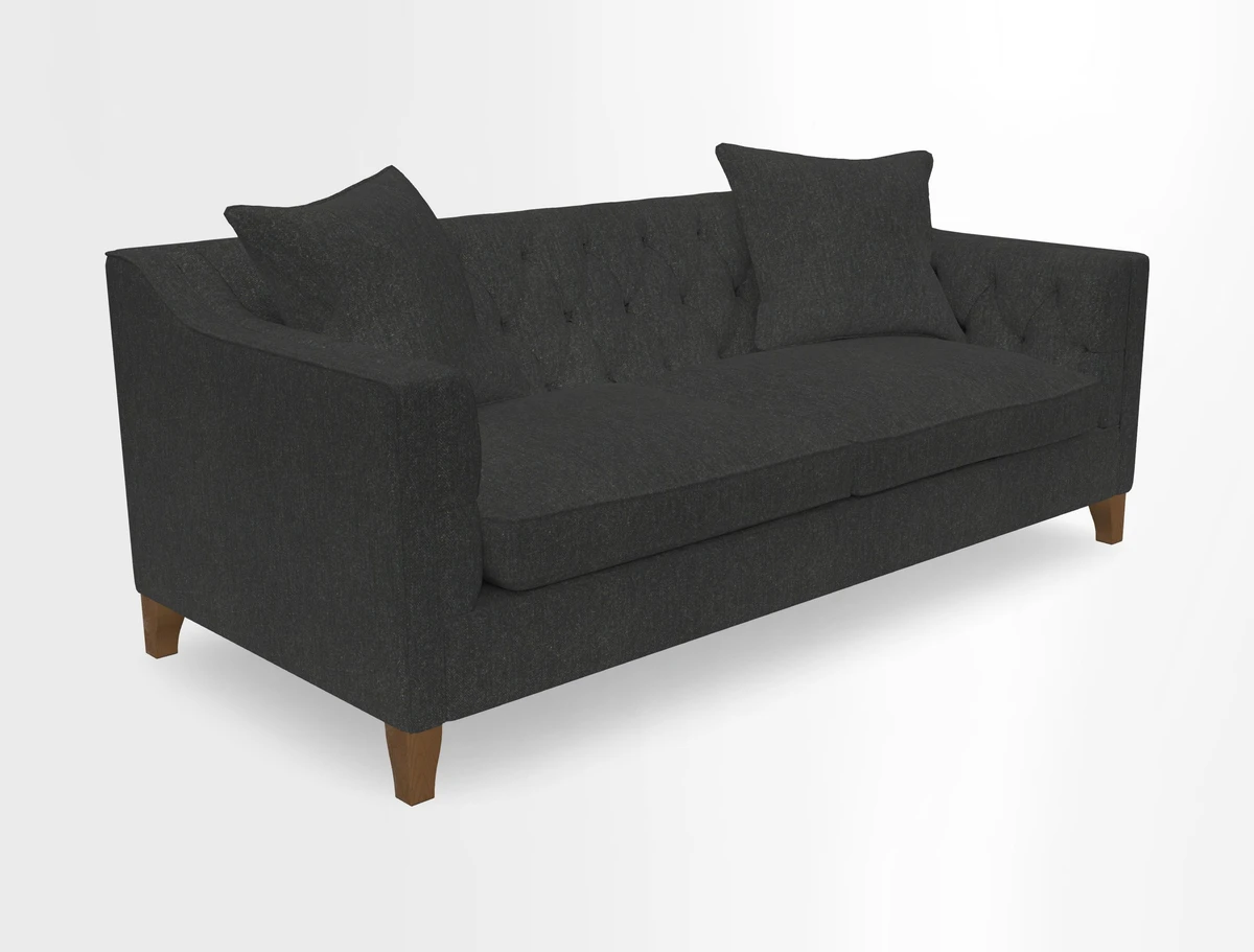 Haresfield 3 Seater Sofa in Linwood Omega Velvet Omega Airforce with Contrasting Piping