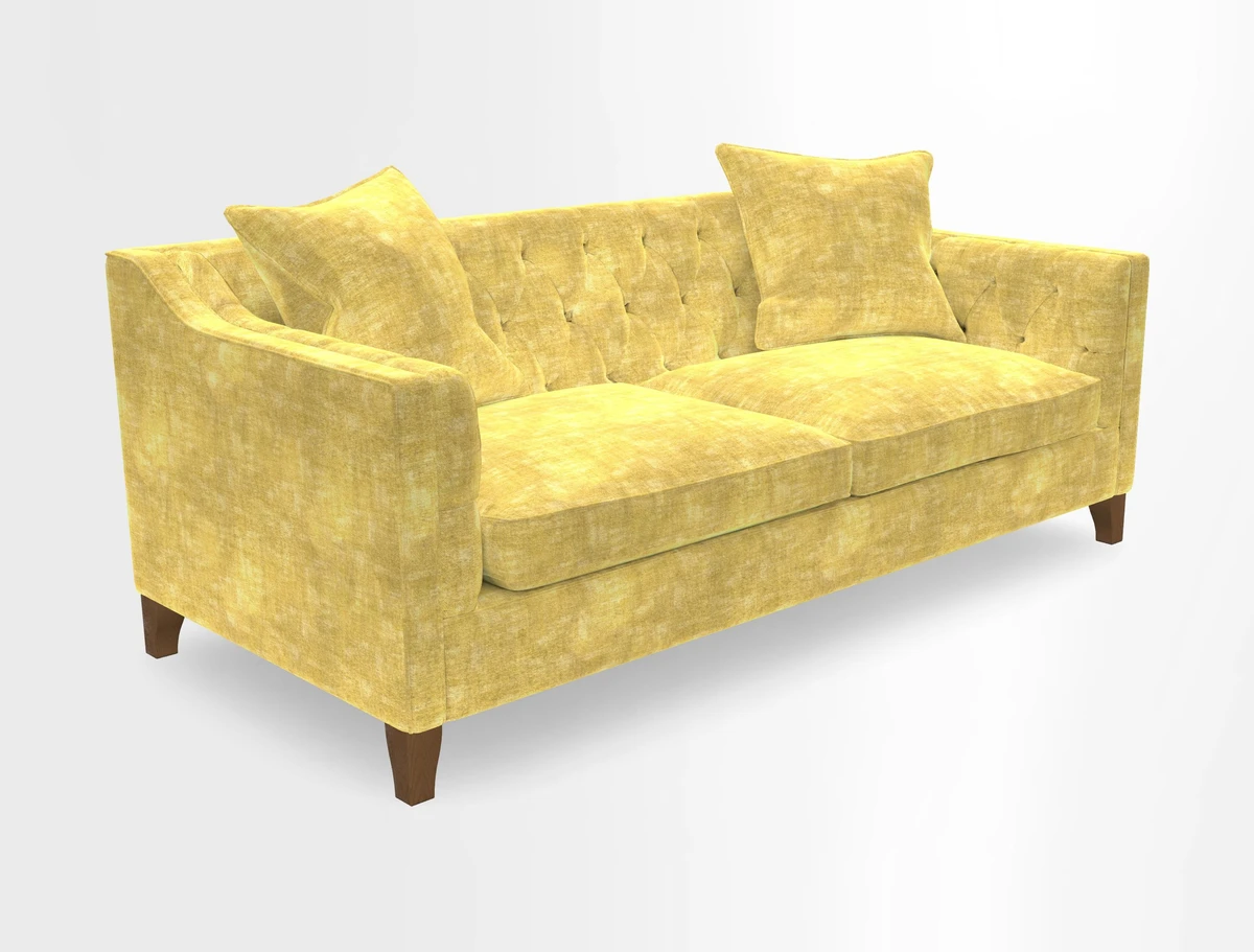 Haresfield 3 Seater Sofa in Linwood Omega Velvet Omega Airforce with Contrasting Piping