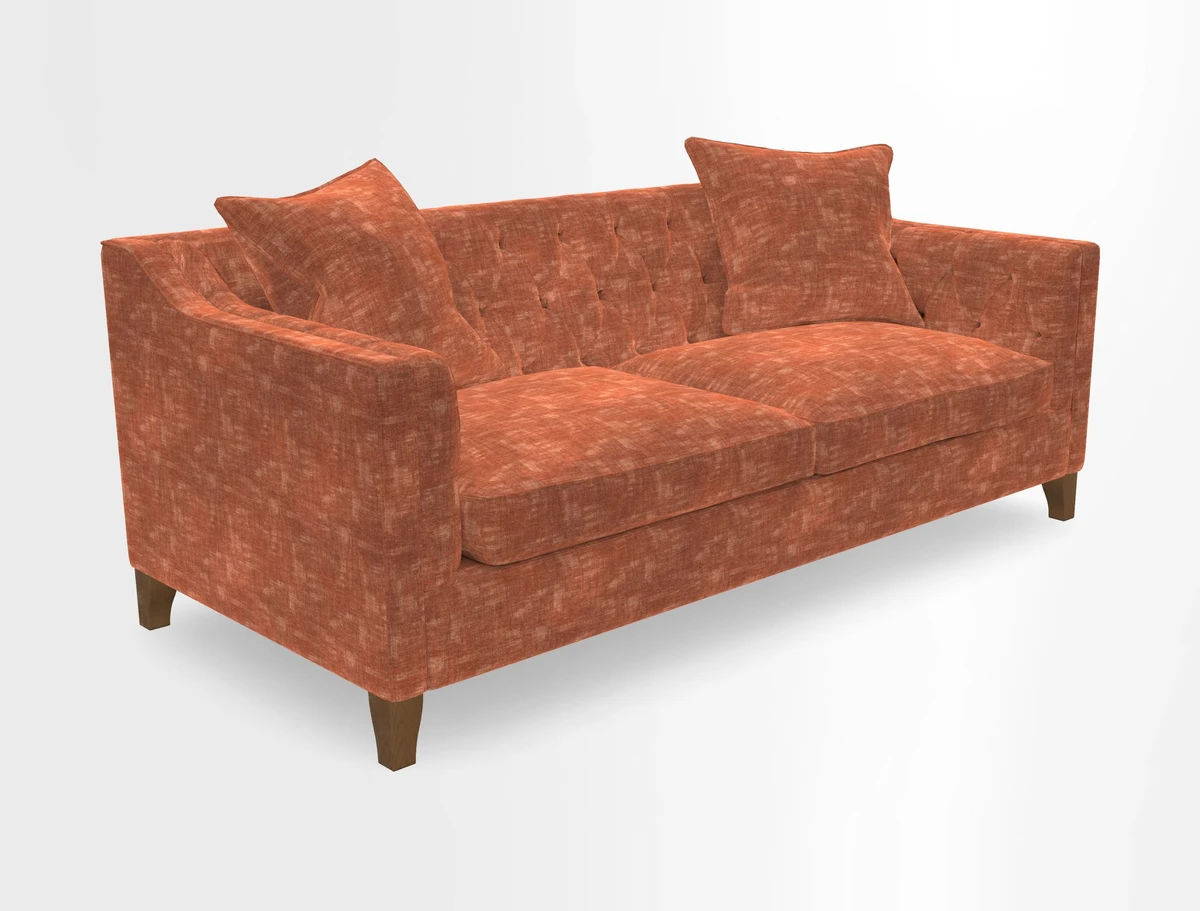 Haresfield 3 Seater Sofa in Linwood Omega Velvet Omega Airforce with Contrasting Piping