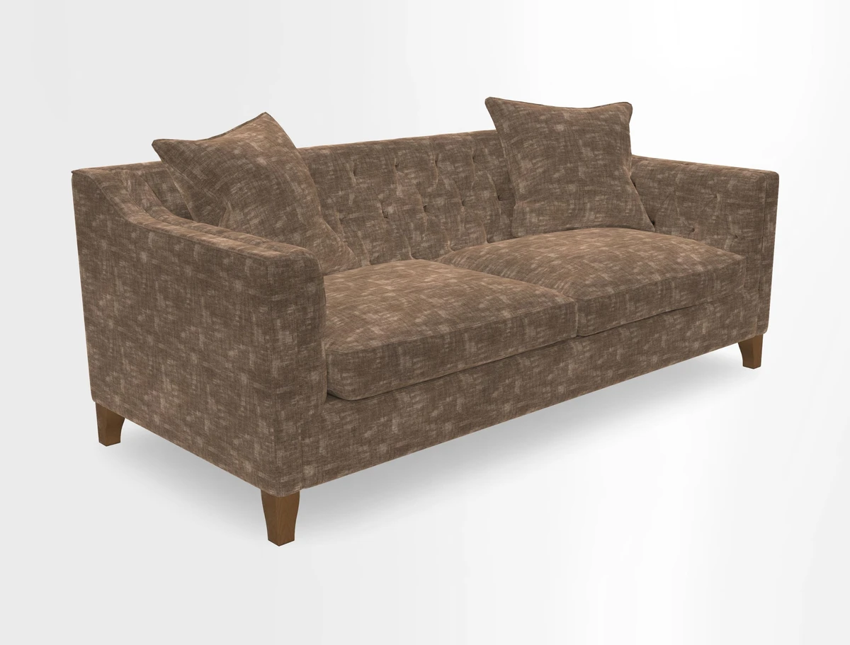 Haresfield 3 Seater Sofa in Linwood Omega Velvet Omega Airforce with Contrasting Piping