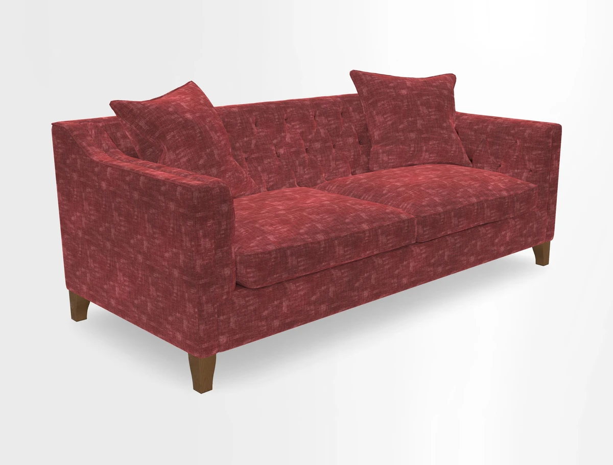 Haresfield 3 Seater Sofa in Linwood Omega Velvet Omega Airforce with Contrasting Piping