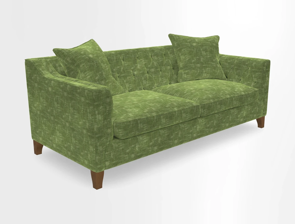 Haresfield 3 Seater Sofa in Linwood Omega Velvet Omega Airforce with Contrasting Piping