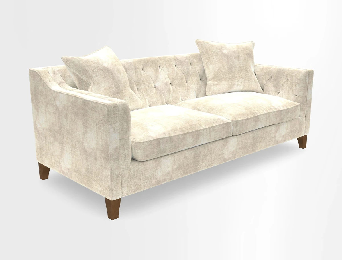 Haresfield 3 Seater Sofa in Linwood Omega Velvet Omega Airforce with Contrasting Piping