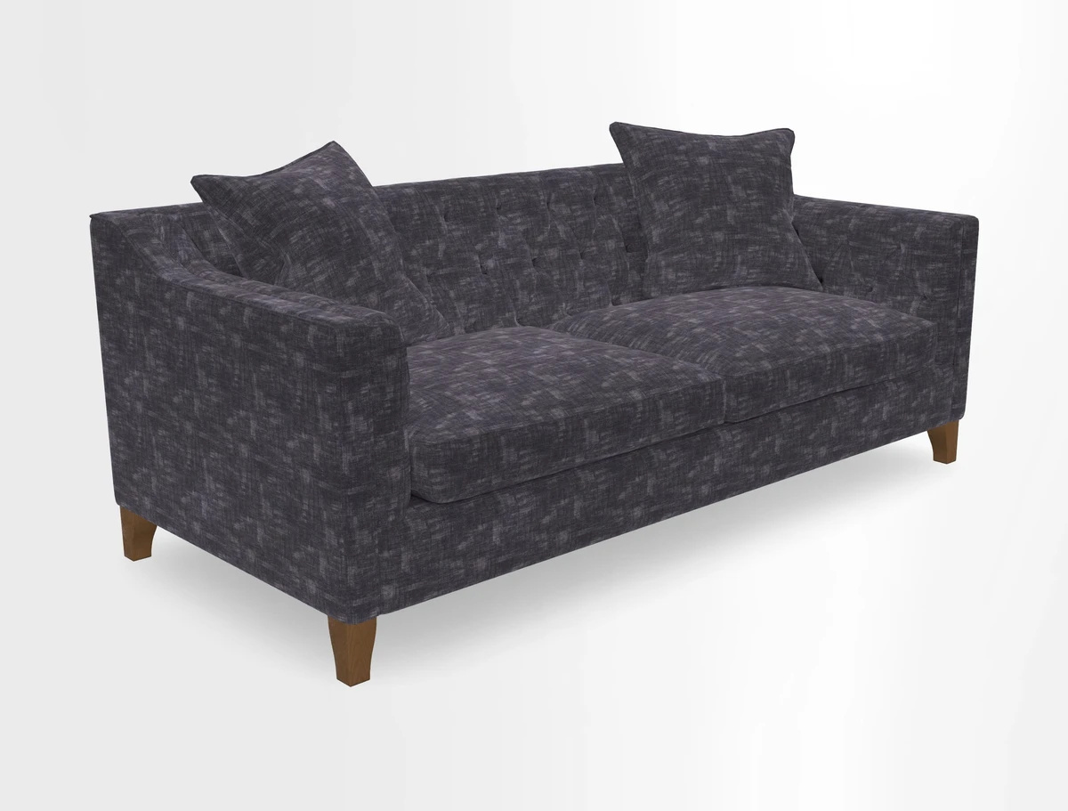 Haresfield 3 Seater Sofa in Linwood Omega Velvet Omega Airforce with Contrasting Piping