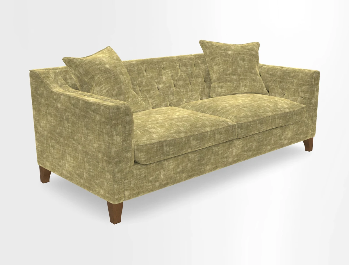 Haresfield 3 Seater Sofa in Linwood Omega Velvet Omega Airforce with Contrasting Piping