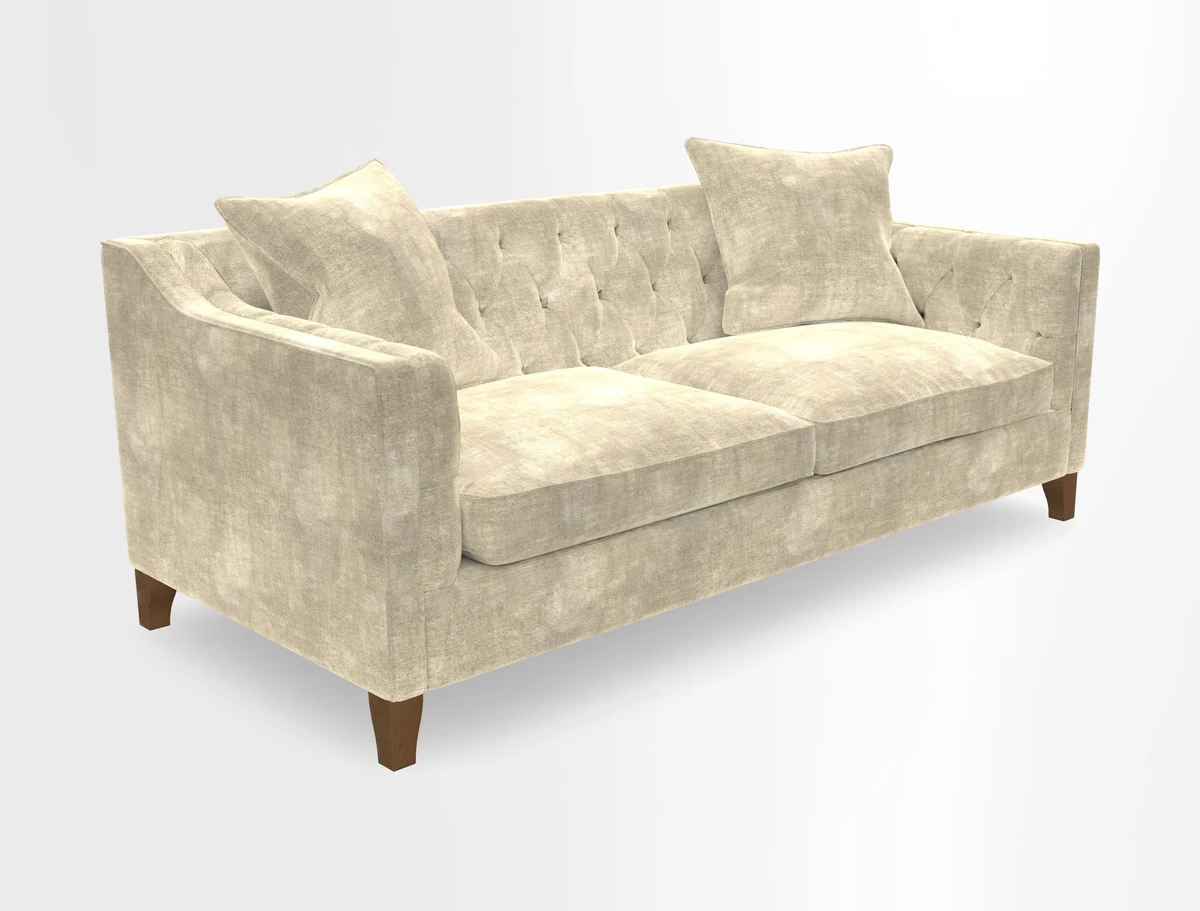 Haresfield 3 Seater Sofa in Linwood Omega Velvet Omega Airforce with Contrasting Piping