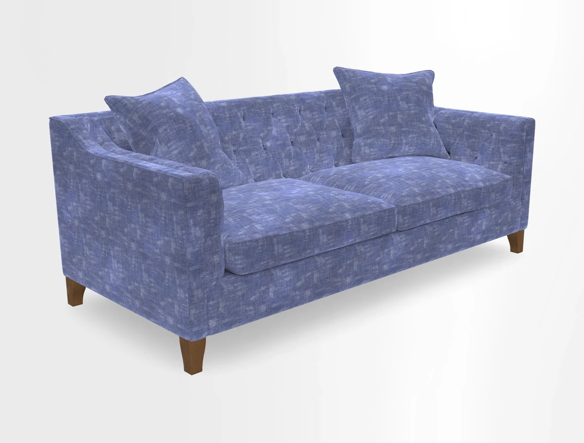 Haresfield 3 Seater Sofa in Linwood Omega Velvet Omega Airforce with Contrasting Piping