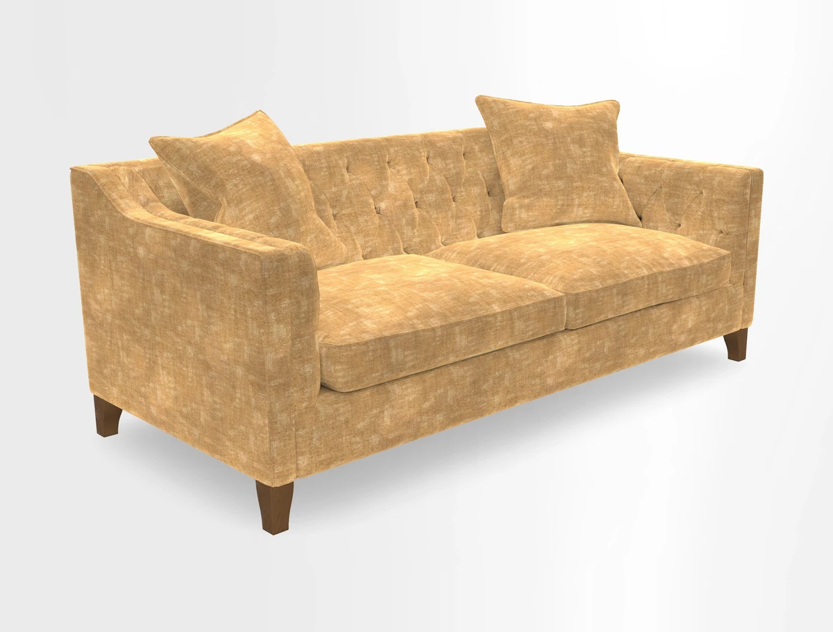 Haresfield 3 Seater Sofa in Linwood Omega Velvet Omega Airforce with Contrasting Piping
