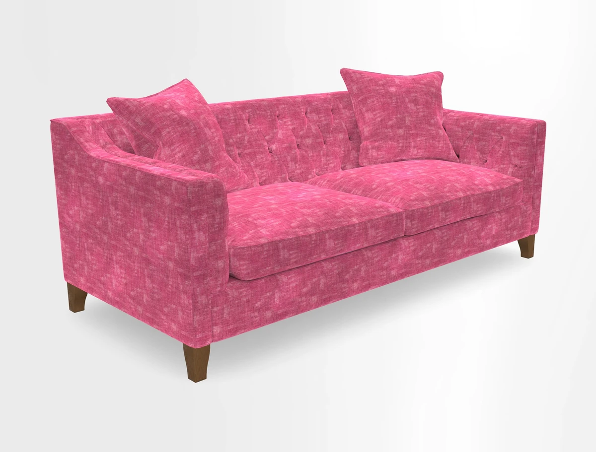 Haresfield 3 Seater Sofa in Linwood Omega Velvet Omega Airforce with Contrasting Piping