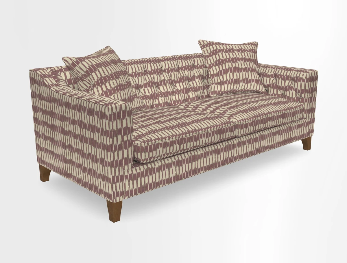 Haresfield 3 Seater Sofa in Linwood Omega Velvet Omega Airforce with Contrasting Piping