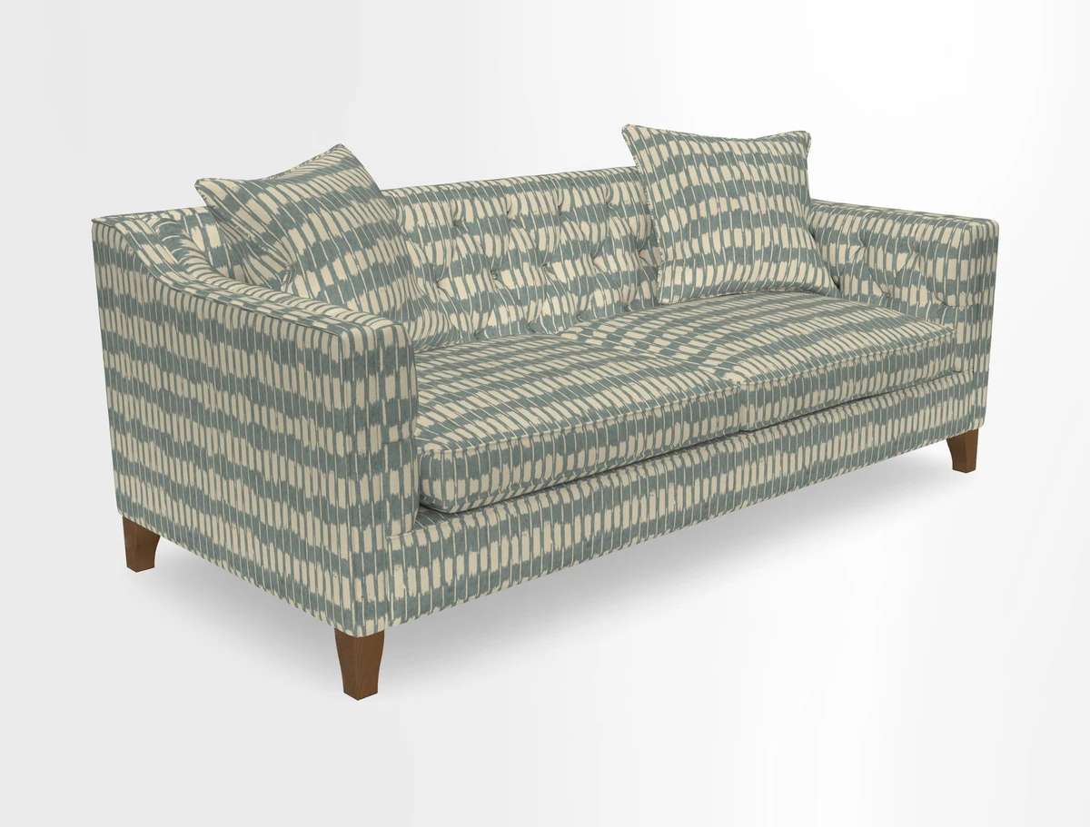 Haresfield 3 Seater Sofa in Linwood Omega Velvet Omega Airforce with Contrasting Piping