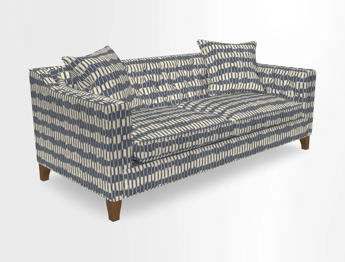 Haresfield 3 Seater Sofa in Linwood Omega Velvet Omega Airforce with Contrasting Piping