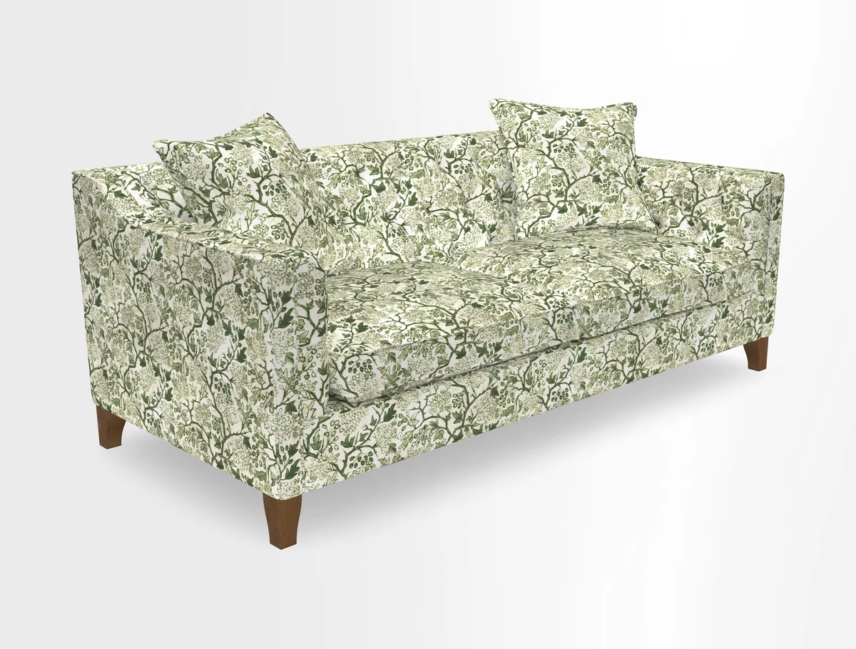 Haresfield 3 Seater Sofa in Linwood Omega Velvet Omega Airforce with Contrasting Piping