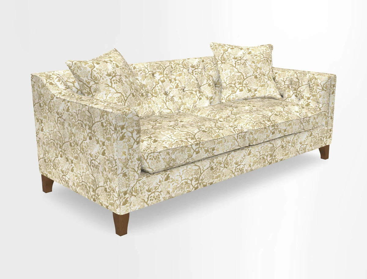 Haresfield 3 Seater Sofa in Linwood Omega Velvet Omega Airforce with Contrasting Piping