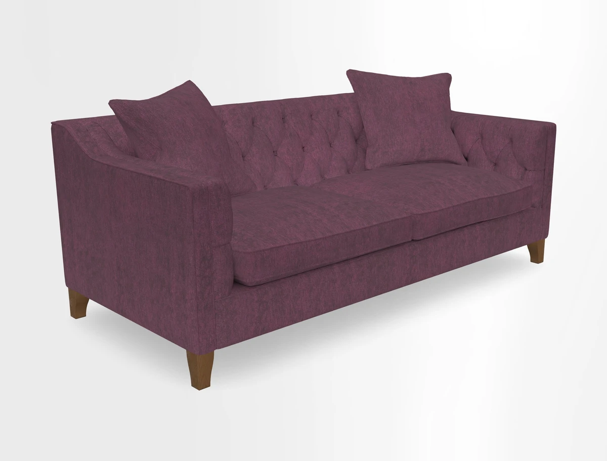 Haresfield 3 Seater Sofa in Linwood Omega Velvet Omega Airforce with Contrasting Piping