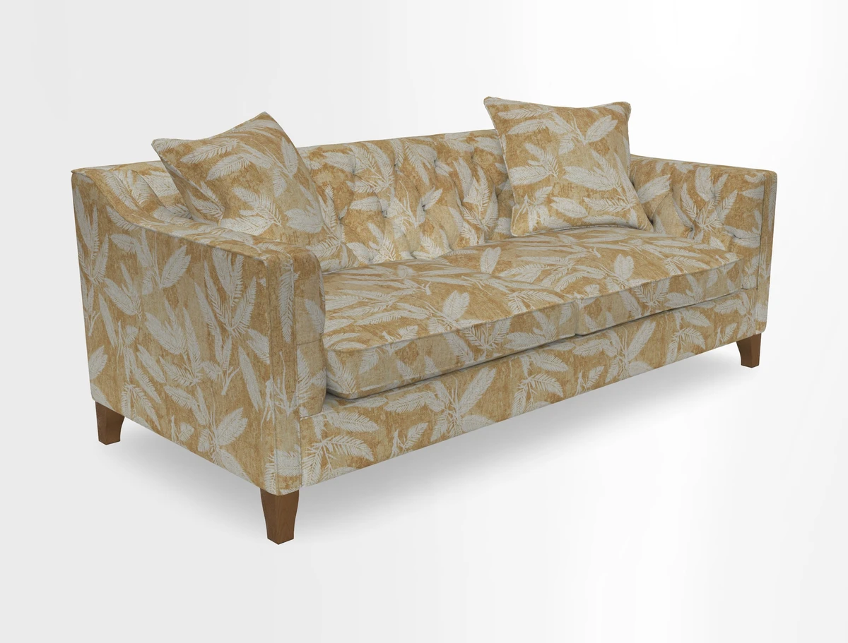 Haresfield 3 Seater Sofa in Linwood Omega Velvet Omega Airforce with Contrasting Piping