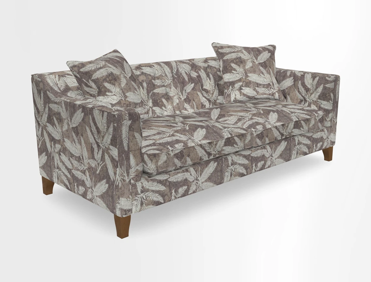 Haresfield 3 Seater Sofa in Linwood Omega Velvet Omega Airforce with Contrasting Piping