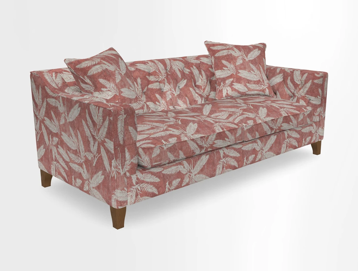 Haresfield 3 Seater Sofa in Linwood Omega Velvet Omega Airforce with Contrasting Piping