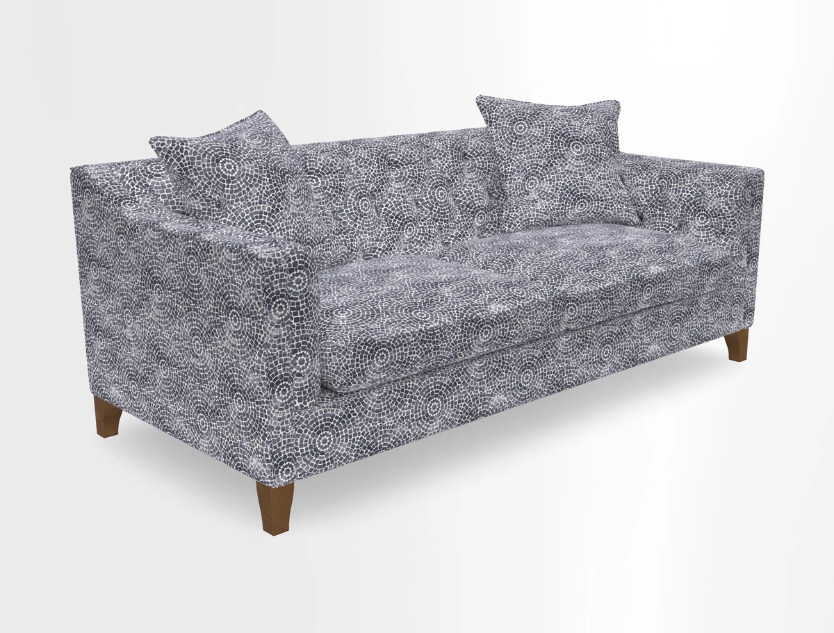 Haresfield 3 Seater Sofa in Linwood Omega Velvet Omega Airforce with Contrasting Piping