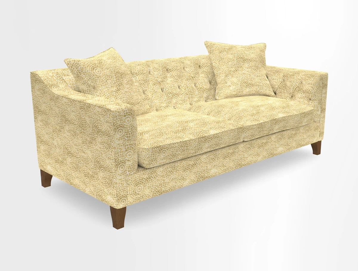 Haresfield 3 Seater Sofa in Linwood Omega Velvet Omega Airforce with Contrasting Piping