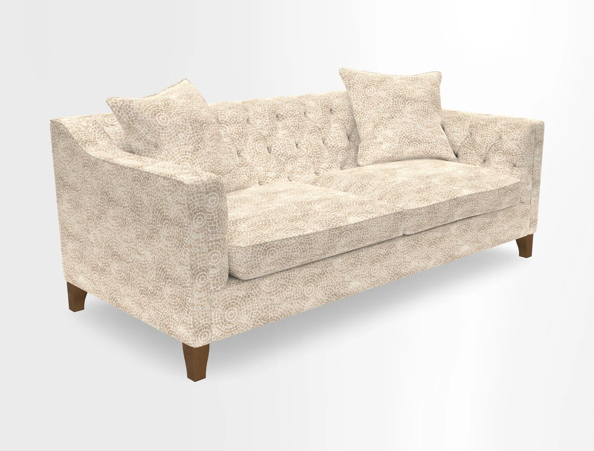 Haresfield 3 Seater Sofa in Linwood Omega Velvet Omega Airforce with Contrasting Piping