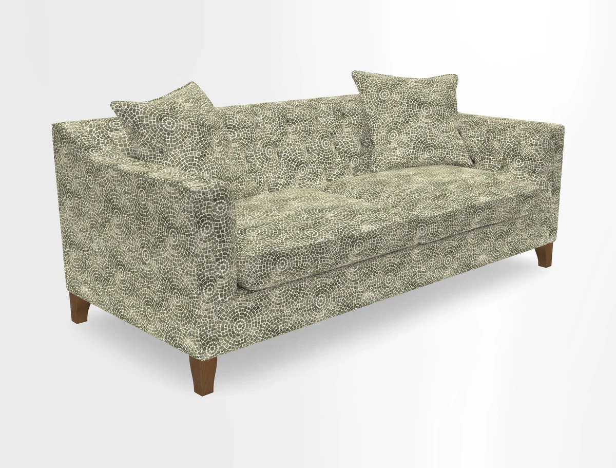 Haresfield 3 Seater Sofa in Linwood Omega Velvet Omega Airforce with Contrasting Piping