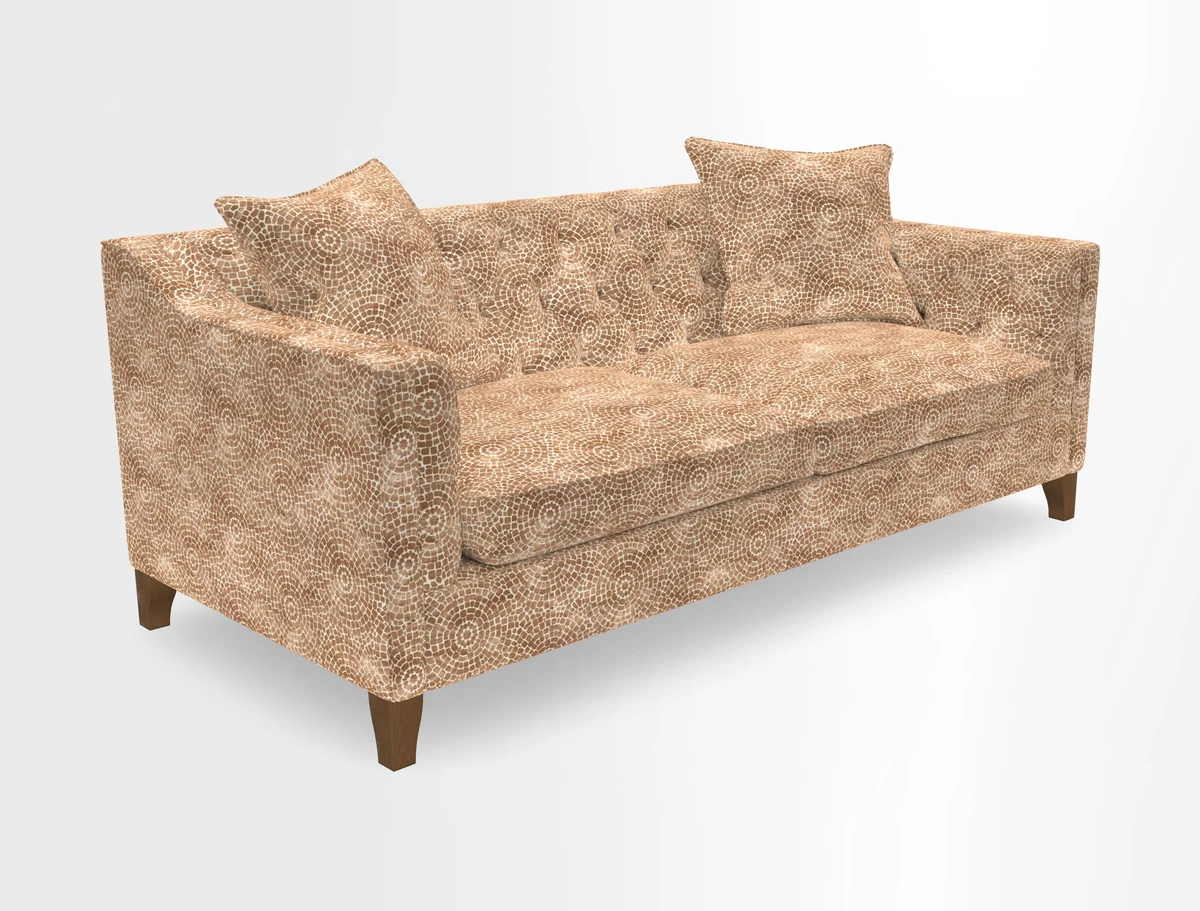 Haresfield 3 Seater Sofa in Linwood Omega Velvet Omega Airforce with Contrasting Piping