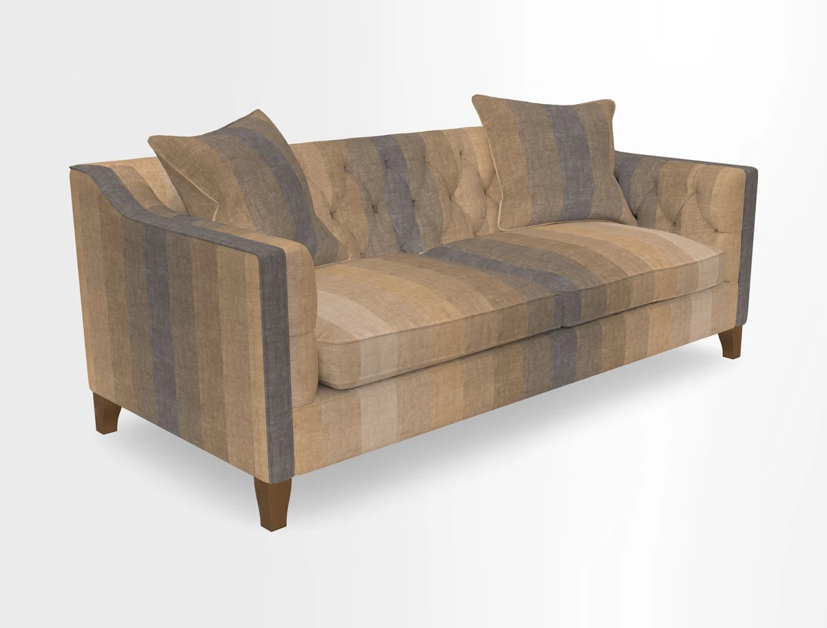 Haresfield 3 Seater Sofa in Linwood Omega Velvet Omega Airforce with Contrasting Piping